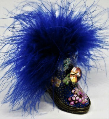 LIMOGES FRANCE BOX - LIMOGES IMPORTS - SHOE - FLOWERS & CRYSTALS & FEATHERS - LE