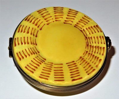 LIMOGES FRANCE BOX ~ROCHARD~ VINTAGE STRAW SUMMER HAT & BISQUE ROSES ~ GARDENING