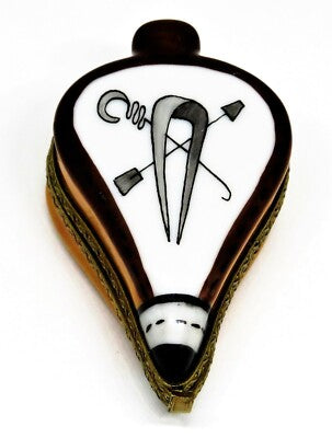 LIMOGES FRANCE BOX ~ CHRISTMAS FIREPLACE BELLOWS ~ TOOLS & BURNING LOGS ~ WINTER