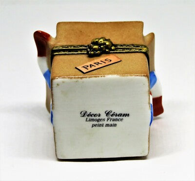 LIMOGES FRANCE BOX - CRATE WITH WINE & CHEESE - "PARIS" & "CALIFORNIA" LABELS