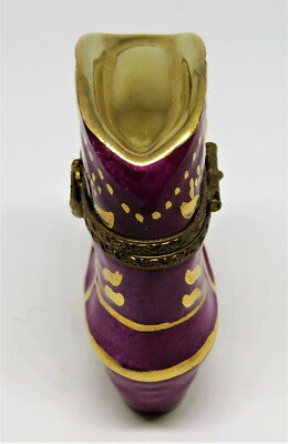 LIMOGES FRANCE BOX~ WESTERN COWBOY BOOT & HORSESHOE ~COWGIRL~ TEXAS ~ PEINT MAIN