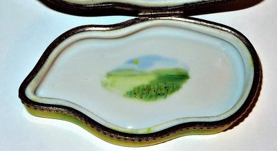LIMOGES FRANCE BOX - PIERRE ARQUIE - BUDDHA & PRAYER BEADS - SCENE INSIDE - LE