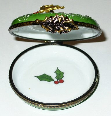 LIMOGES BOX - LAGLORIETTE - CHRISTMAS WREATH & BRASS REINDEER DOOR KNOCKER - HOLLY