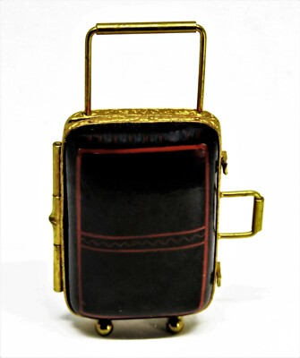 LIMOGES FRANCE BOX - BLACK 'ROLLING' SUITCASE -PLANE SCHEDULES- LUGGAGE - TRAVEL