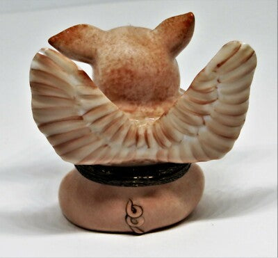 LIMOGES FRANCE BOX - ANGEL PIG - PINK PIG & WINGS - "WHEN PIGS FLY" - FLYING PIG