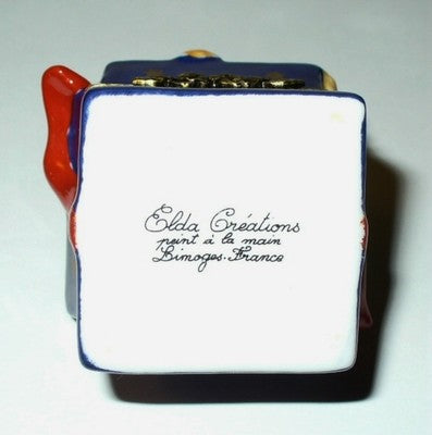 LIMOGES FRANCE BOX~ ELDA ~ YORKSHIRE TERRIER DOG IN GIFT BOX ~YORKIE~ PEINT MAIN