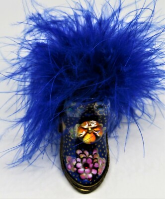 LIMOGES FRANCE BOX - LIMOGES IMPORTS - SHOE - FLOWERS & CRYSTALS & FEATHERS - LE