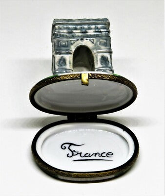 LIMOGES FRANCE BOX ~ ROCHARD ~ ARC DE TRIOMPHE ~ PARIS ~ FLOWERS ~ PEINT MAIN