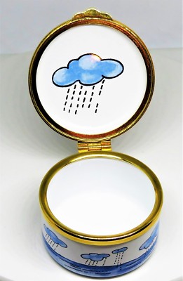 ALASTOR ENGLISH ENAMEL BOX- NOAH'S ARK & ANIMALS - CLOUDS & RAIN - BIBLE STORIES