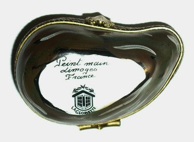 LIMOGES BOX ~ LAGLORIETTE ~ OYSTER SHELL & GOLD PEARL ~ PEINT MAIN - MIB