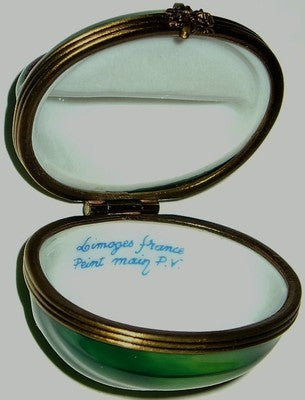 LIMOGES FRANCE BOX ~ PARRY-VIEILLE ~ WATERMELON & BEE CLASP ~ FRUIT ~ PEINT MAIN