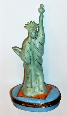 LIMOGES BOX~ STATUE OF LIBERTY ~NEW YORK CITY~ US FLAG & WHITE HOUSE ~PEINT MAIN