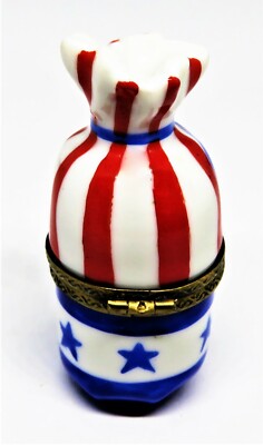 LIMOGES FRANCE BOX - CHAMART - BAG FOR CANDY - SACK - STARS & STRIPES - JULY 4TH
