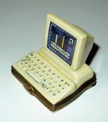 LIMOGES FRANCE BOX ~ PARRY-VIEILLE ~ COMPUTER & GRAPHS & MOUSE ~ PEINT MAIN