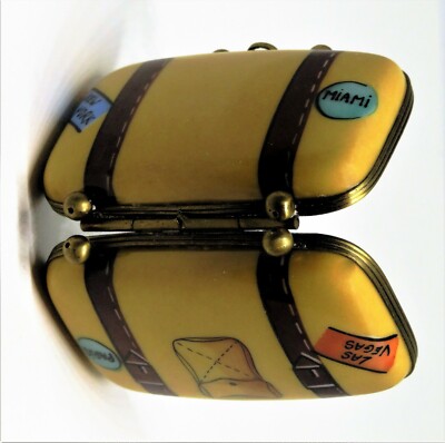 LIMOGES BOX~ TRAVEL SUITCASE ~LUGGAGE~ MIAMI & LAS VEGAS & PARIS & NEW YORK ~ LE