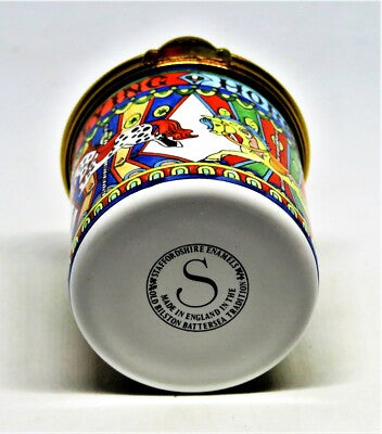 STAFFORDSHIRE ENGLISH ENAMEL BOX - FLYING HORSES CAROUSEL - MERRY-GO-ROUND