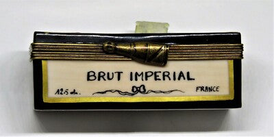 LIMOGES BOX - PARRY-VIEILLE - CRATE & BOTTLE OF BRUT CHAMPAGNE - NEW YEAR'S EVE