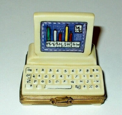 LIMOGES FRANCE BOX ~ PARRY-VIEILLE ~ COMPUTER & GRAPHS & MOUSE ~ PEINT MAIN