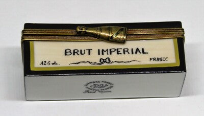 LIMOGES BOX - PARRY-VIEILLE - CRATE & BOTTLE OF BRUT CHAMPAGNE - NEW YEAR'S EVE