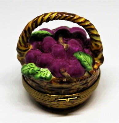 LIMOGES FRANCE BOX - MARQUISE DE POMPADOUR - 'WICKER' CHERRY BASKET - CHERRIES