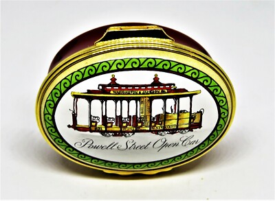HALCYON DAYS ENAMEL BOX - SAN FRANCISCO - POWELL STREET CABLE CAR - GUMP'S