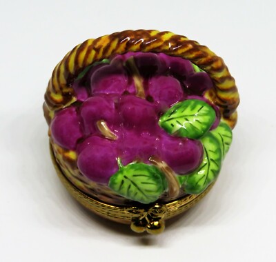 LIMOGES FRANCE BOX - MARQUISE DE POMPADOUR - 'WICKER' CHERRY BASKET - CHERRIES