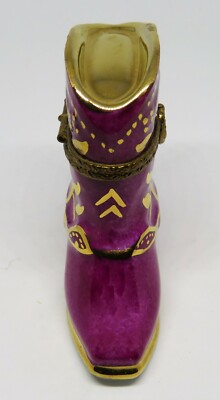 LIMOGES FRANCE BOX~ WESTERN COWBOY BOOT & HORSESHOE ~COWGIRL~ TEXAS ~ PEINT MAIN