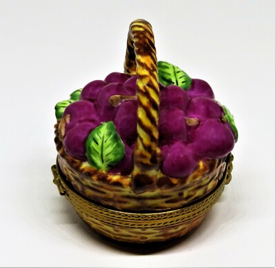 LIMOGES FRANCE BOX - MARQUISE DE POMPADOUR - 'WICKER' CHERRY BASKET - CHERRIES