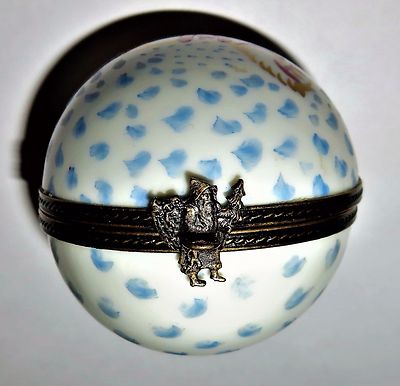 LIMOGES FRANCE BOX~ CHRISTMAS BALL ORNAMENT ~ TOY ROCKING HORSE ~ LE ~PEINT MAIN