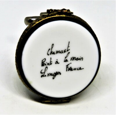 LIMOGES FRANCE BOX- CHAMART - WEDDING BELL & 3D PLATINUM BOW -HEARTS- GUEST BOOK