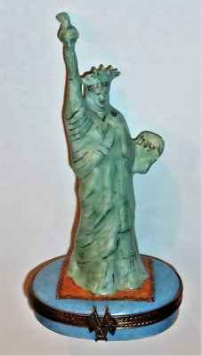 LIMOGES BOX~ STATUE OF LIBERTY ~NEW YORK CITY~ US FLAG & WHITE HOUSE ~PEINT MAIN