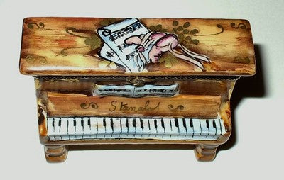 LIMOGES BOX ~UPRIGHT PIANO~ BALLERINA & SHEET MUSIC ~BALLET SLIPPERS~ PEINT MAIN