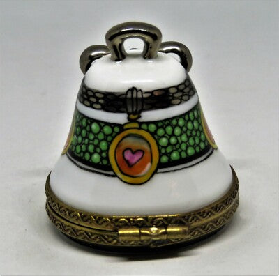 LIMOGES FRANCE BOX- CHAMART - WEDDING BELL & 3D PLATINUM BOW -HEARTS- GUEST BOOK