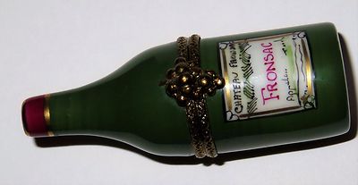 LIMOGES FRANCE BOX ~ CHATEAU FRONSAC FRENCH WINE BOTTLE ~ GRAPES ~ PEINT MAIN