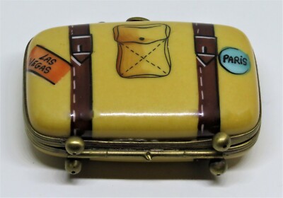 LIMOGES BOX~ TRAVEL SUITCASE ~LUGGAGE~ MIAMI & LAS VEGAS & PARIS & NEW YORK ~ LE