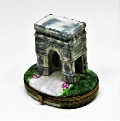 LIMOGES FRANCE BOX ~ ROCHARD ~ ARC DE TRIOMPHE ~ PARIS ~ FLOWERS ~ PEINT MAIN