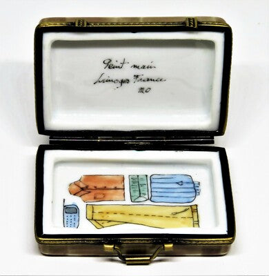 LIMOGES FRANCE BOX -'RATTAN' SUITCASE- MEN'S CLOTHING & ACCESSORIES & CELL PHONE