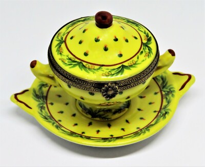 LIMOGES FRANCE BOX -CHANILLE- 2 PIECE SOUP TUREEN & SERVING PLATE - FLOWERS - LE