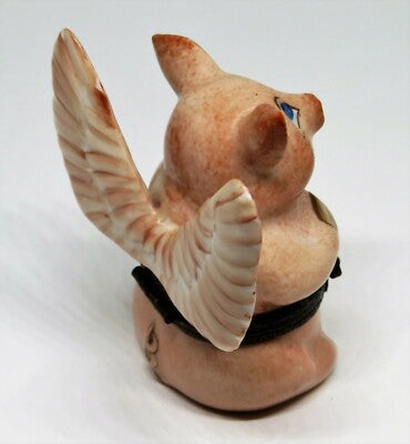 LIMOGES FRANCE BOX - ANGEL PIG - PINK PIG & WINGS - "WHEN PIGS FLY" - FLYING PIG