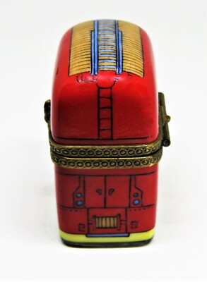 LIMOGES FRANCE BOX - RED FIRE ENGINE - FIRE TRUCK - LADDERS & HOSES - FIREMEN