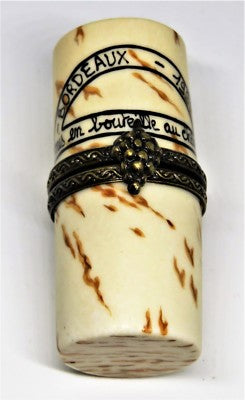 LIMOGES FRANCE BOX ~ WINE CORK ~ BORDEAUX 1997 ~VINE & LEAF & GRAPES~ PEINT MAIN