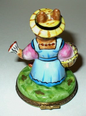 LIMOGES BOX - EASTER - GARDENING BUNNY & FLOWERS & CARROT - RABBIT