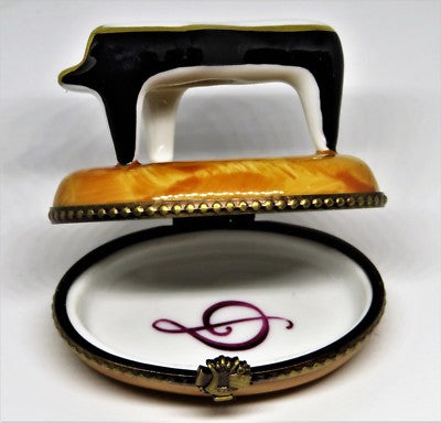 LIMOGES FRANCE BOX ~ PV ~ GRAND PIANO & PINK ROSE ~ LYRE & G-CLEF ~PEINT MAIN