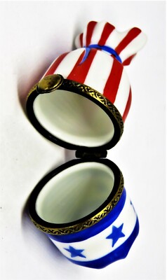 LIMOGES FRANCE BOX - CHAMART - BAG FOR CANDY - SACK - STARS & STRIPES - JULY 4TH