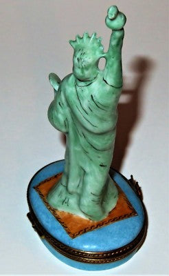 LIMOGES BOX~ STATUE OF LIBERTY ~NEW YORK CITY~ US FLAG & WHITE HOUSE ~PEINT MAIN