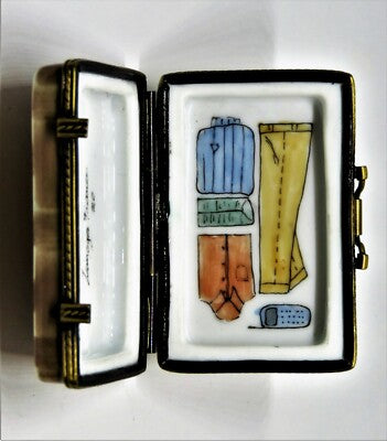 LIMOGES FRANCE BOX -'RATTAN' SUITCASE- MEN'S CLOTHING & ACCESSORIES & CELL PHONE