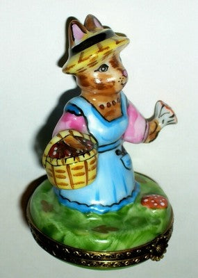 LIMOGES BOX - EASTER - GARDENING BUNNY & FLOWERS & CARROT - RABBIT