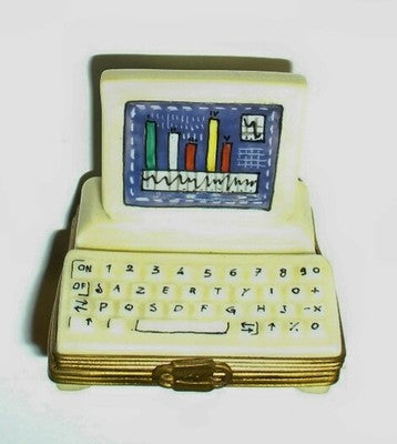 LIMOGES FRANCE BOX ~ PARRY-VIEILLE ~ COMPUTER & GRAPHS & MOUSE ~ PEINT MAIN