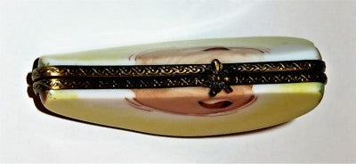 LIMOGES FRANCE BOX~ LAGLORIETTE ~ GREEN PEAR SLICE ~BEE~ FRUITS ~PEINT MAIN~ MIB