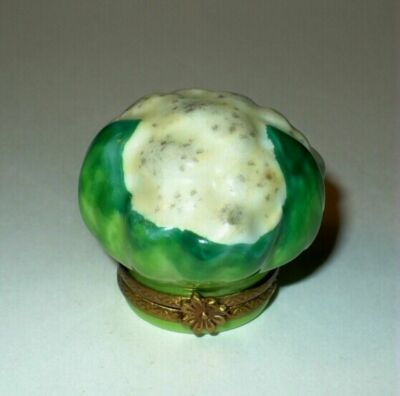 LIMOGES FRANCE BOX ~ PV ~ SMALL HEAD OF CAULIFLOWER ~ VEGETABLES ~ PEINT MAIN
